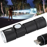 mini usb q5 led flashlight torch outdoor camping light rechargeable waterproof zoomable lamp bicycle 3 mode handy flash light