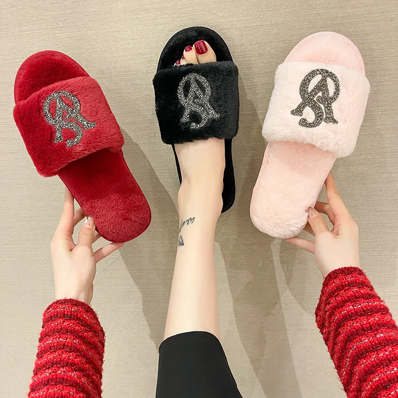

Fashion Non-slip Fur Slippers 2022 Summer New Couple Home Floor Cotton Slippers Men's Home Ladies Women Plus Size Drop Shipping
