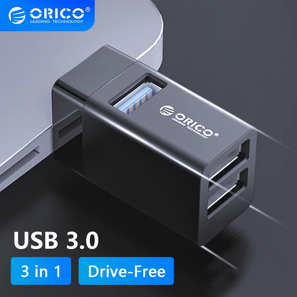 ORICO 3 in 1 USB 3.0 Mini Hub USB 2.0 Splitter High Speed Expanded 3-Port USB for Desktop Laptop PC Free drive