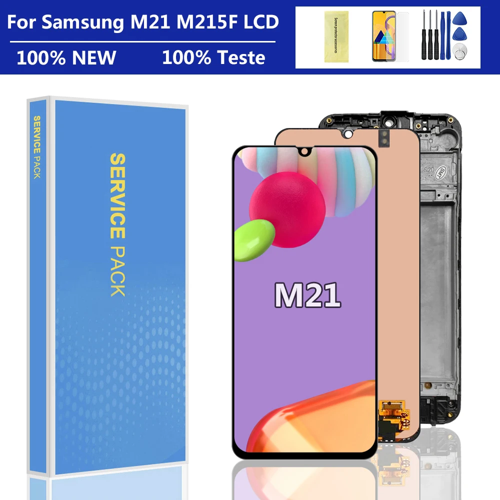 

AMOLED 6.4" display For Samsung Galaxy M21 M215 M215F LCD Display With Touch Screen Digitizer M215F/DS LCD Assembly