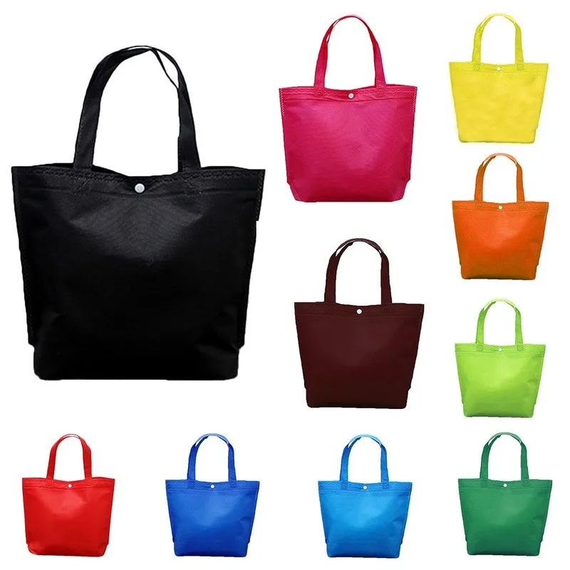 

Durable Reusable Shopping Bags Foldable Handbag Non-Woven Button Tote Shopper Large Capacity Grocery Storage Bag Carrier Bag