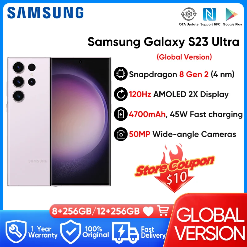 2023 New Samsung Galaxy S23 Ultra 5G Smartphone Snapdragon 8 Gen 2 200MP Qual Camera Cell Phone 6.8