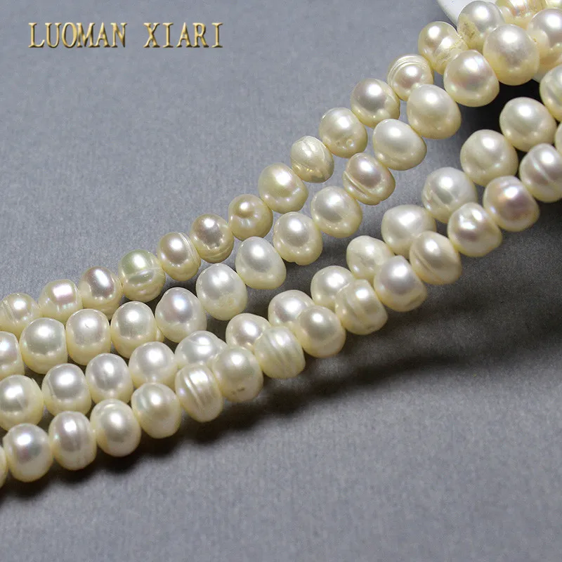 

Wholesale Freshwater Pearls Beads For Jewelry Making DIY Bracelet Necklace For Women Size About 6-7mm 1 Strand About 37-39cm