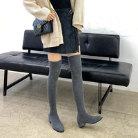 2022 spring and autumn womens knee high boots square root high heels pointed toe fashion elastic warm thin socks boots