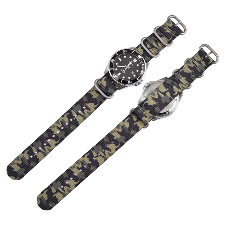 20mm 22mm Seatbelt Watchband Camo Nylon Strap for Seiko James Bond Military Striped Replacement Watch Strap Upgrade Quality