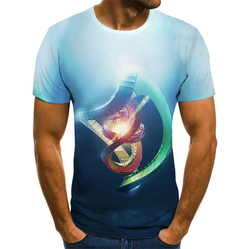 

Повседневные мужские футболки с объемным рисунком, забавный дышащий Топ, модная рубашка с коротким рукавом и круглым вырезом, Повседневная ...