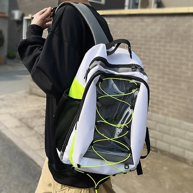 

Рюкзак школьный из ткани Оксфорд для мальчиков и девочек, модная прозрачная сумка для книг для мужчин и женщин, дорожный ранец для ноутбука ...