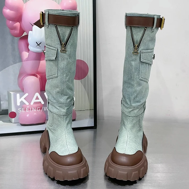 

Women Casual Shoes Cowboy Chelsea Boots 2023 Winter Flats Knee High Boots New Designer Platform Gladiator Goth Motorcycle Botas