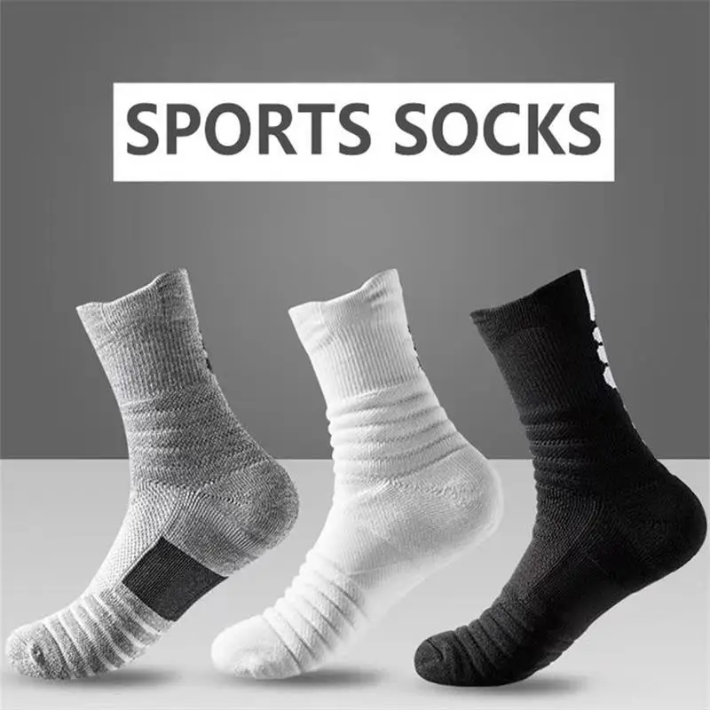 3pairs/Lot Men's Socks Compression Stockings Breathable Basketball Sports Cycling Socks Moisture Wicking High Elastic Tube Socks