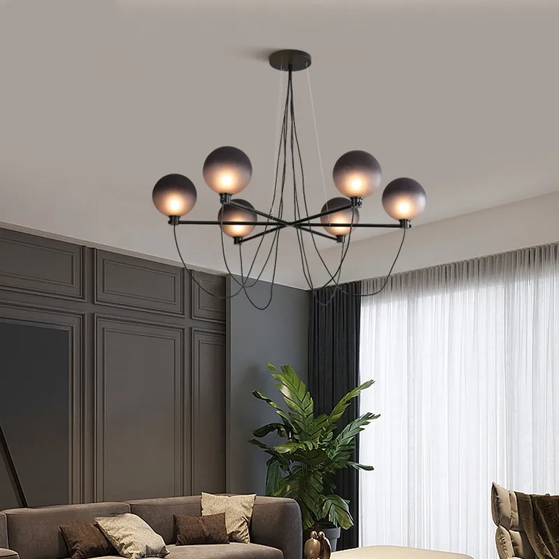Скандинавская серая люстра волшебная фасоль стеклянный шар светильники в стиле