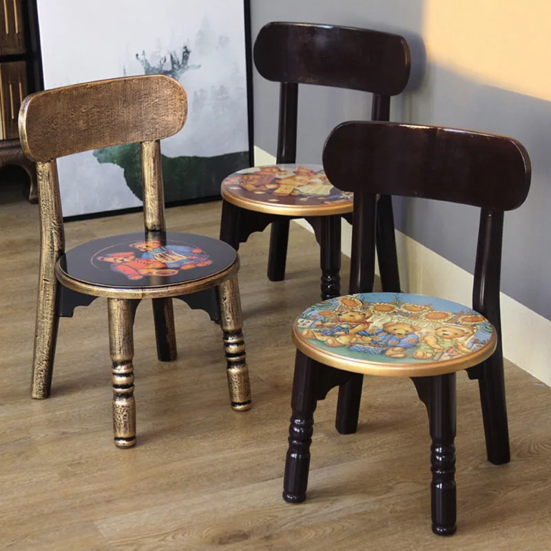 

Маленький стул из бревен, детская Милая Короткая скамейка, красная спинка, стул для кого-то другого с чайным столиком, табурет для обуви Европейского типа