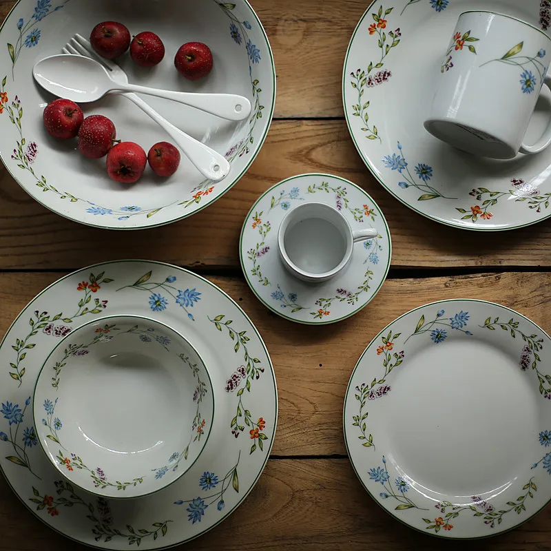 

Ceramic Tableware Floral Series Set Dessert Plate Steak Plate Dish Coffee Set Soup Plate Soup Bowl Rice Bowl