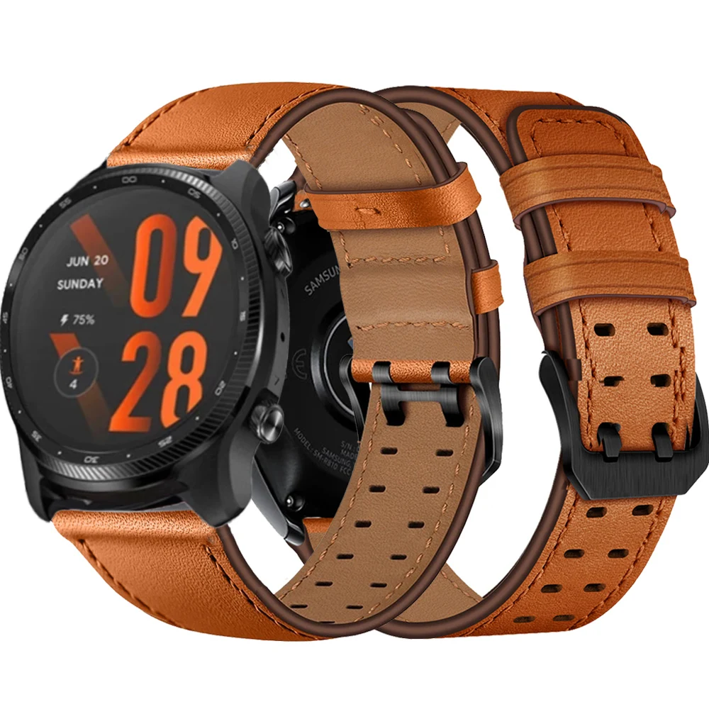 

Ремешок из натуральной кожи для TicWatch Pro 3, сменный Браслет для часов с GPS, 22 мм, для TicWatch GTH 2 / E2