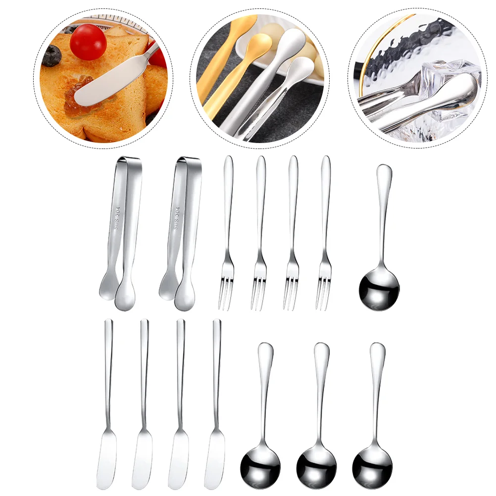 

Tong Mini Set Coffee Cheese Butterspoon Fork Spreader Dessert Cake Spatulas Charcuterie Steel Stainless Forks Baking Jar Fruit