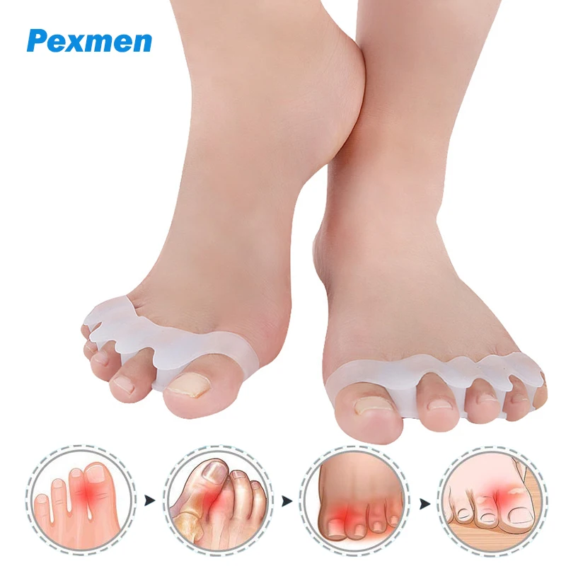 Pexmen 2 шт./пара гелевые разделители для пальцев ног восстанавливают прежнюю форму, корректор пальцев ног, разделители для бурситов, перекрыти...