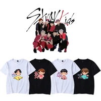 kpop new boys group stray kids summer fashion casual t shirt top cartoon creative animation character print couple shirt gift