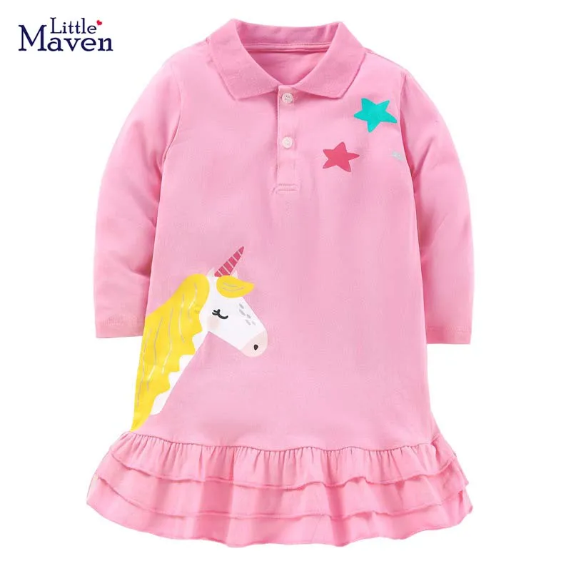 

Платье с длинным рукавом и единорогом, на осень