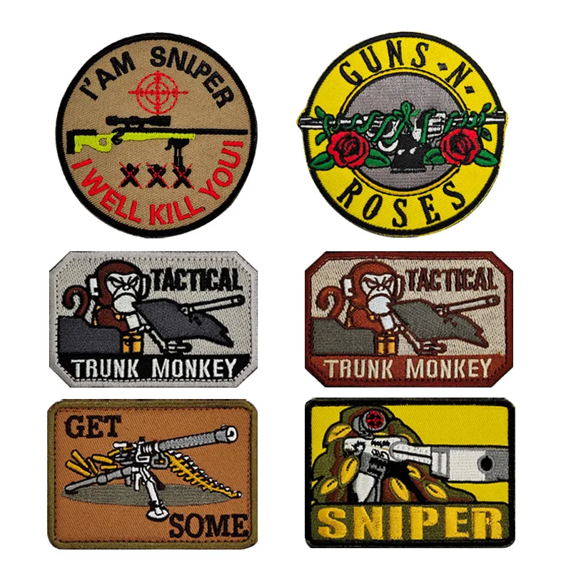 

Tactical Trunk Monkey Patch Embroidery Sticker Hook and Loop Patches Military Morale Armband Badge Appliques Backpack Decorative