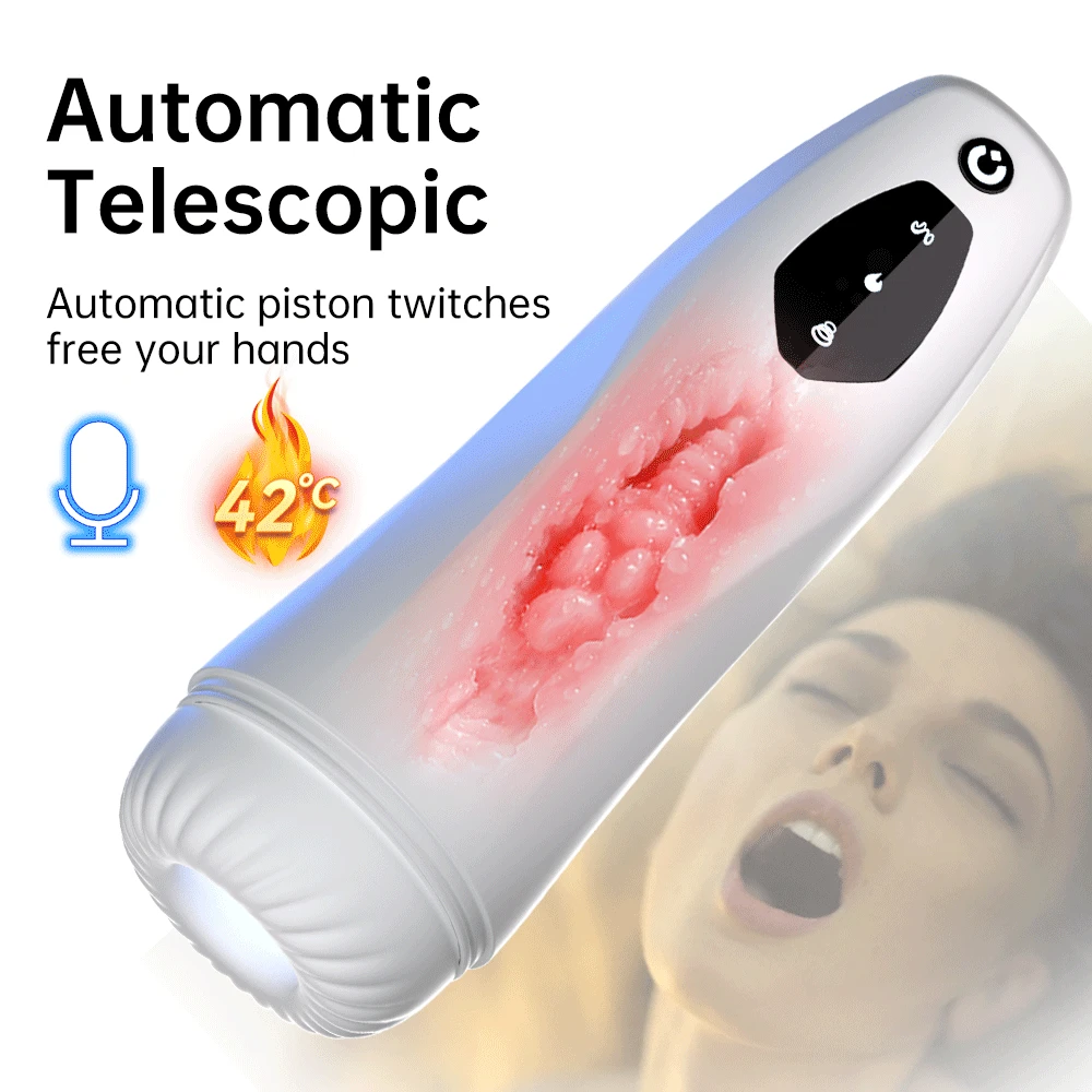 Masturbation Cup Sucking Telescopic Automatic Smart Heating Vibrator Male Blowjob Masturbator Real Vagina Sex Toys for Men Adult
