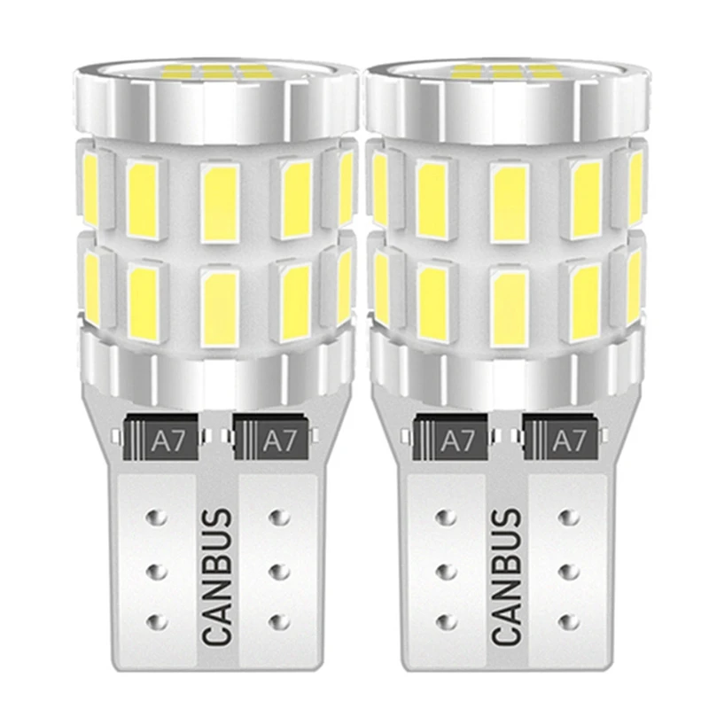 

2Pcs T10 W5W Canbus Bulbs 168 194 3014SMD LED Car Side Marker Lamp Parking Light License Plate Reading Light 12V 6500K