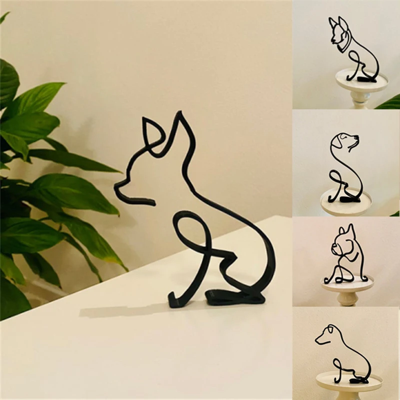 

Dog Art Sculpture Simple Metal Dog Abstract Art Sculpture for Home Party Office Desktop Decoration Cute Pet Dog Cats Gifts