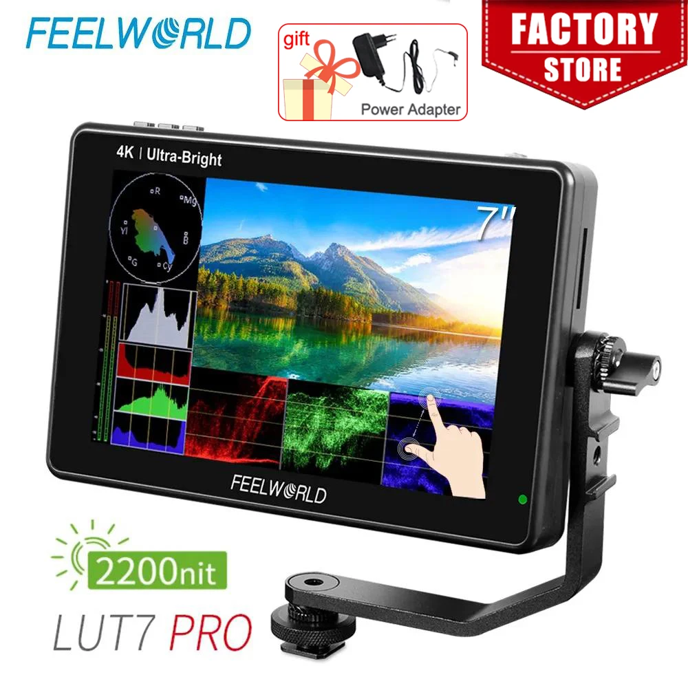 FEELWORLD LUT7 PRO DSLR-камера Полевой монитор 7-дюймовый 2200 нит сенсорный экран 3D LUT 4K HDMI