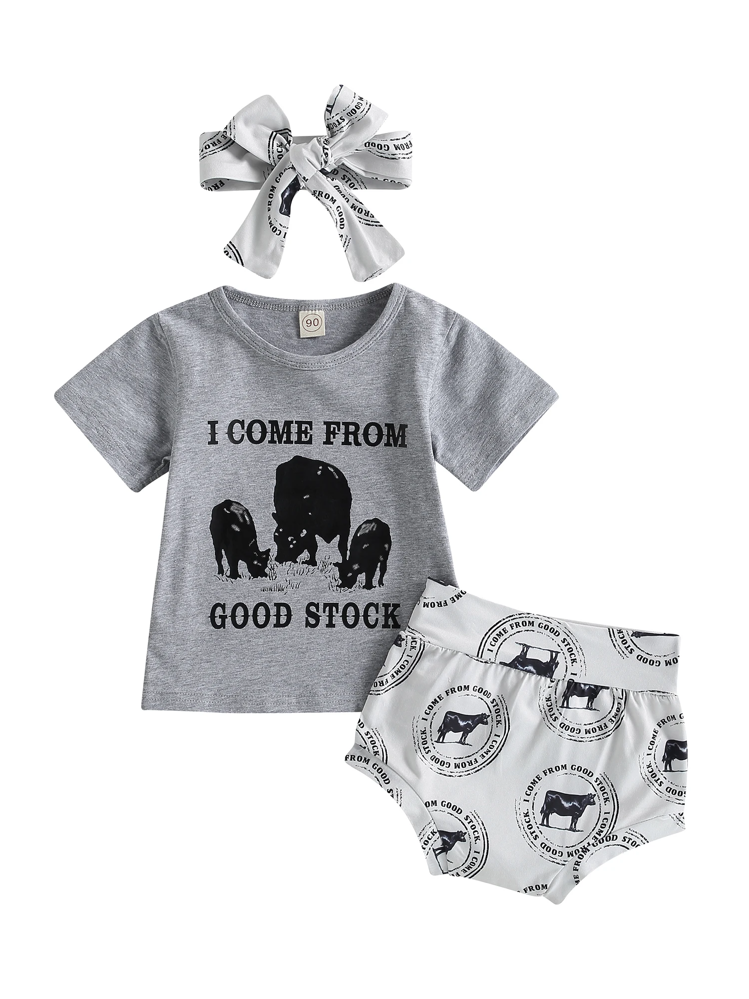 

3PCS Newborn Baby Boy Clothes Western Cowboy Letter Printed Bodysuit Romper Pants Hats Coming Home Outfits