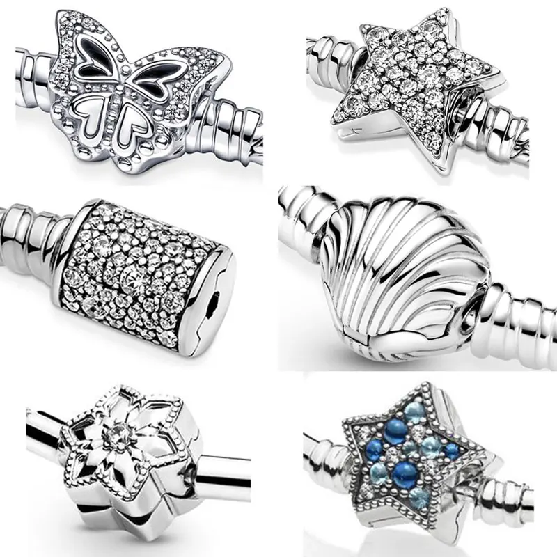 

Оригинальный браслет из серебра 925 пробы с бабочкой и асимметричной звездой