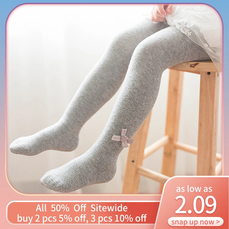 

Леггинсы для маленьких девочек, хлопковые колготки с милым бантом, верхняя одежда для младенцев, чулки для принцессы, для малышей, с резиновой подошвой, длинные носки, брюки