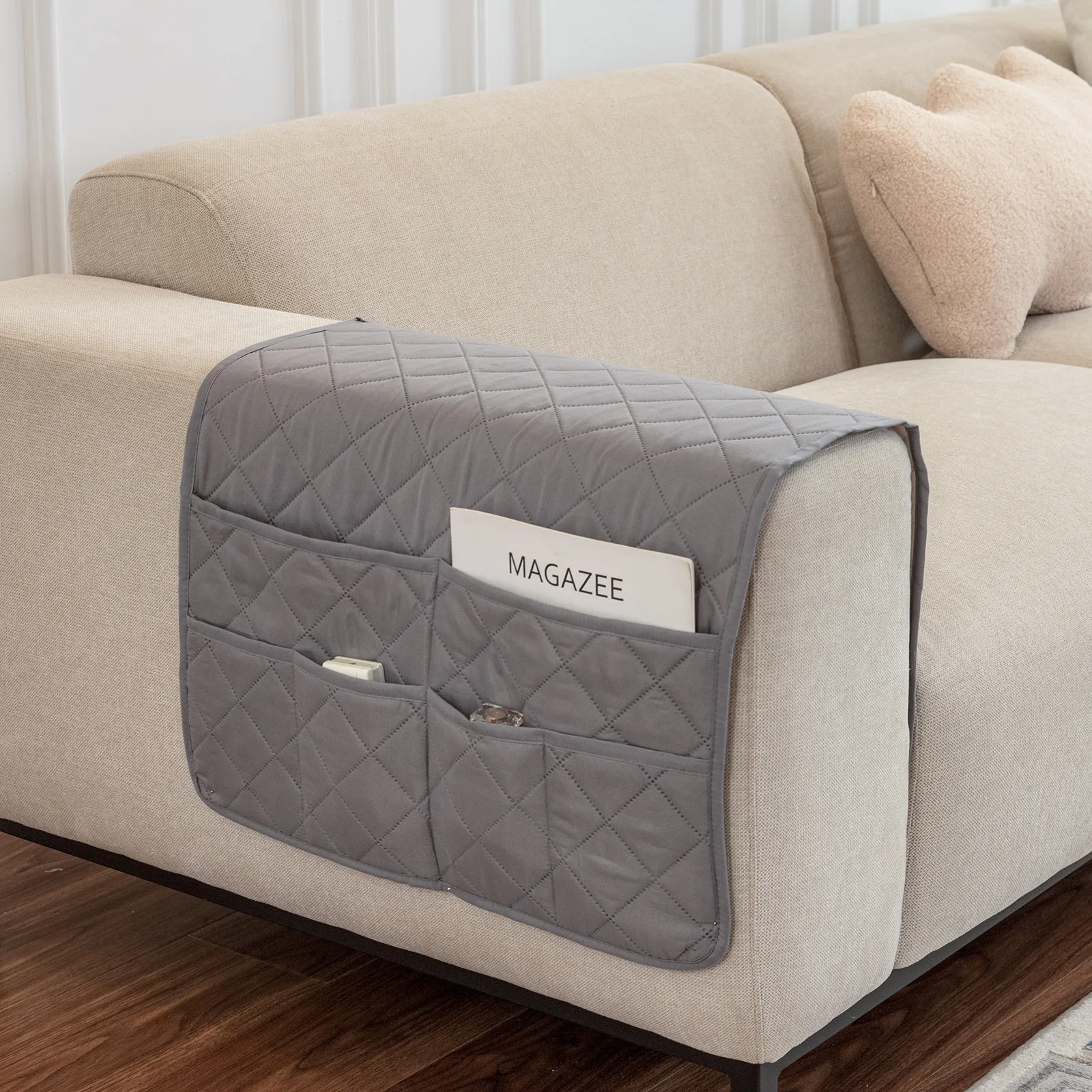 

Многофункциональный подлокотник для дивана, карманный органайзер для хранения, 6 карманов, поддержка пульта дистанционного управления, кровати, сумки для хранения