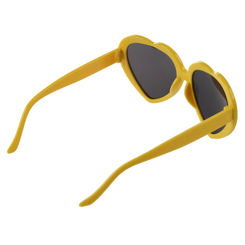 

2X Модные забавные летние солнцезащитные очки в форме сердца желтые
