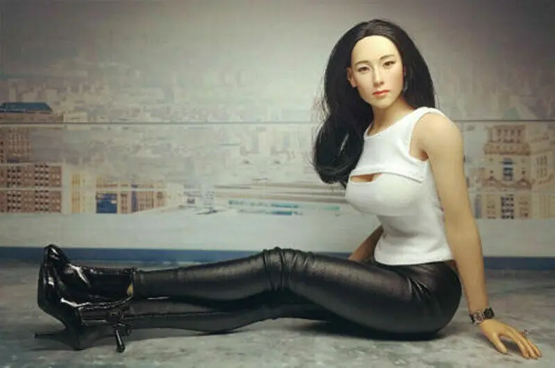 

1/6th Sexy Black Faux Leather Leggings Pants Model for 12" Female Body Figure