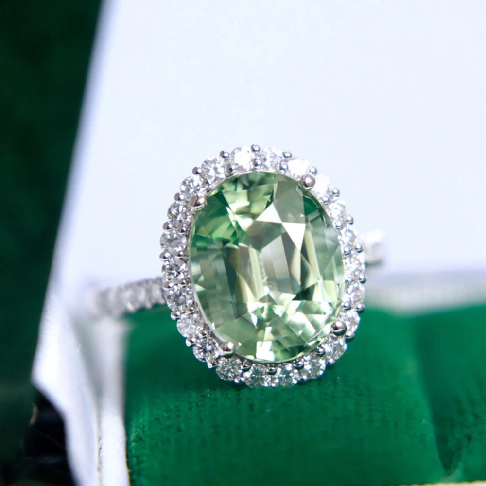 

WPB S925 Sterling Silver Rings Zircon Peridot Green Diamond Oval Rings Women Sparkling High Carbon Diamonds Luxury Jewelry Gifts