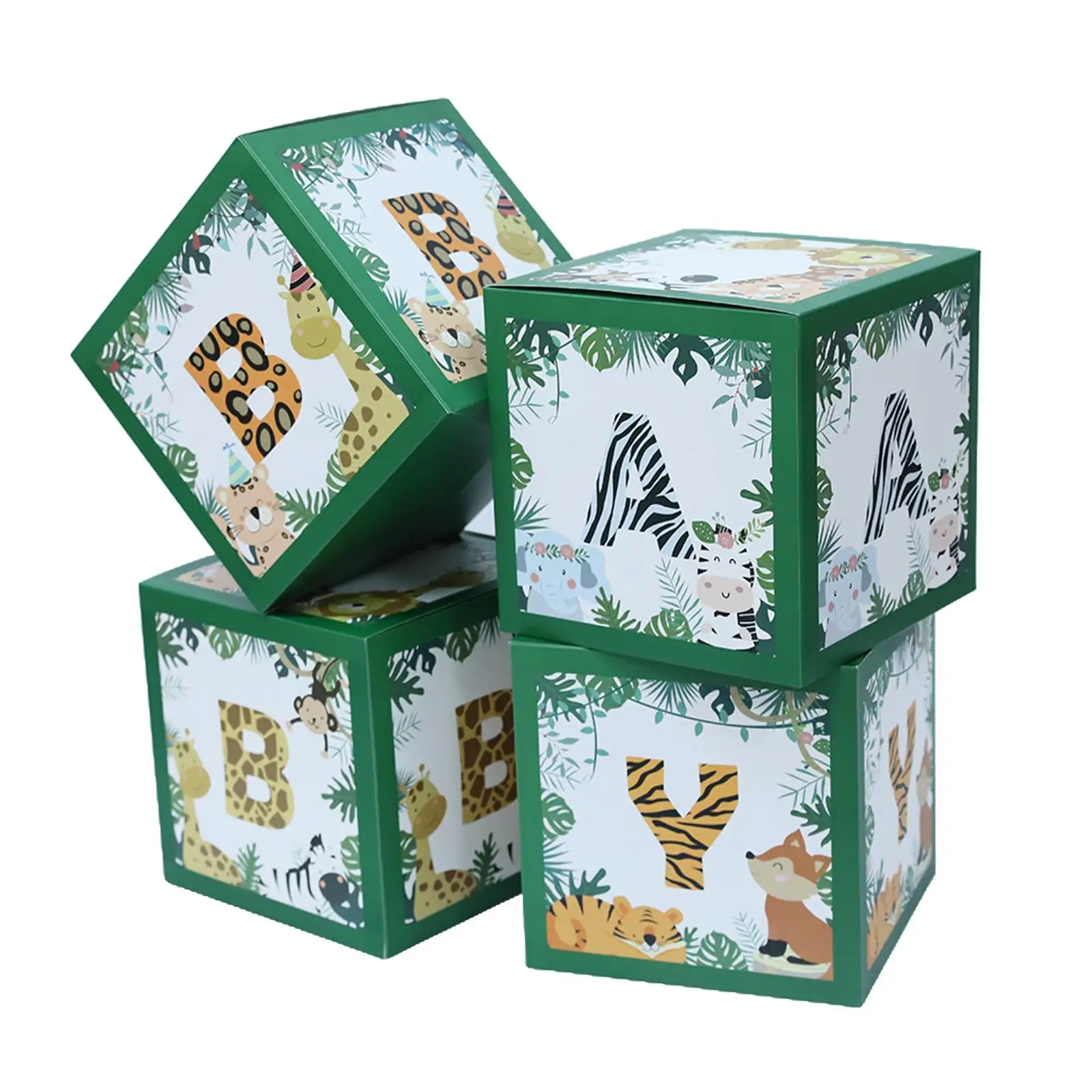 

4x Jungle Animals Ballons Box Decorations for Baby Shower Party Wedding