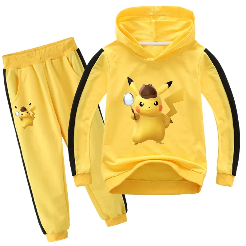 

Pikachu Game Animation Children's Clothing Spring and Autumn Suit Hoodie Big Kids Sweatshirt + Drawstring Pants 2-piece Set