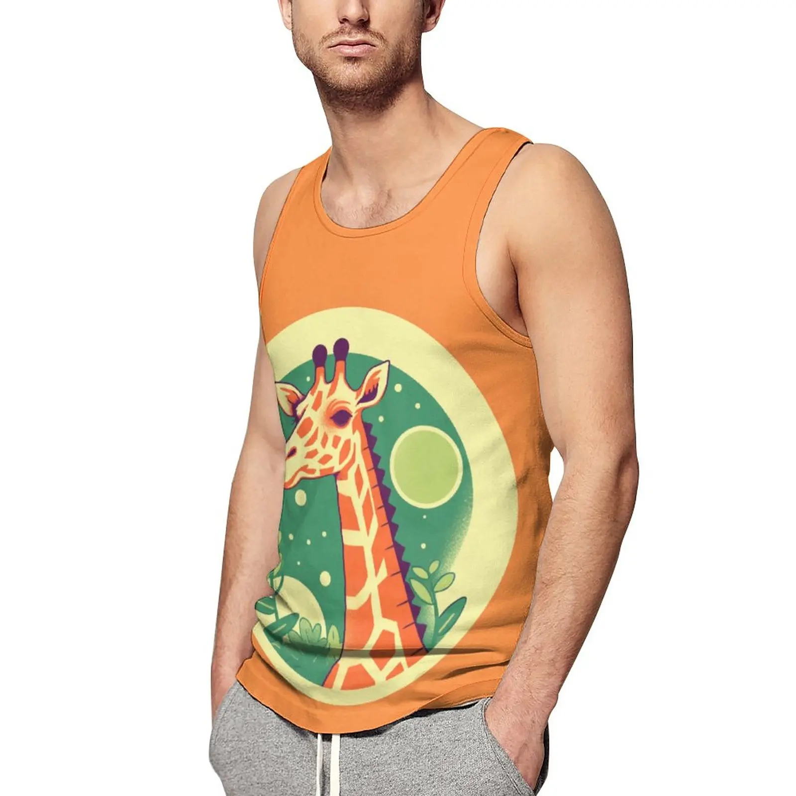 

CuteGiraffe Tank Top Males Simple Circle Tops Summer Graphic Bodybuilding Vintage Oversized Sleeveless Vests