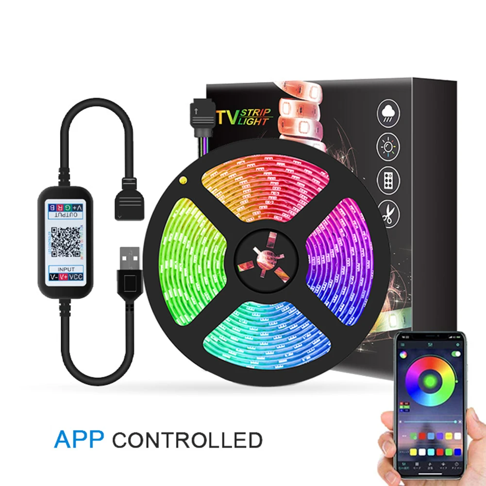 

Practical USB SMD 5050 LED RGB Strip Light Multi-functional Durable Color Change TV Background Bluetooth-compatible Tape Lamp