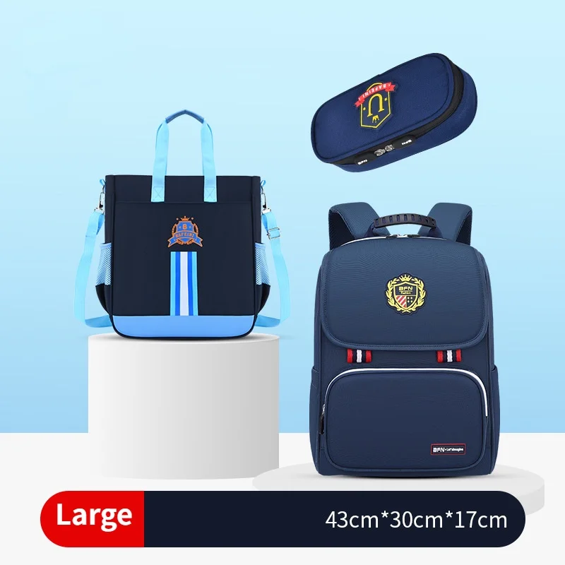 3-piece Children British Style Large Capacity Backpacks New Primary Girl Boy Fashion Tutorial Bags Students Matching Pencil Case