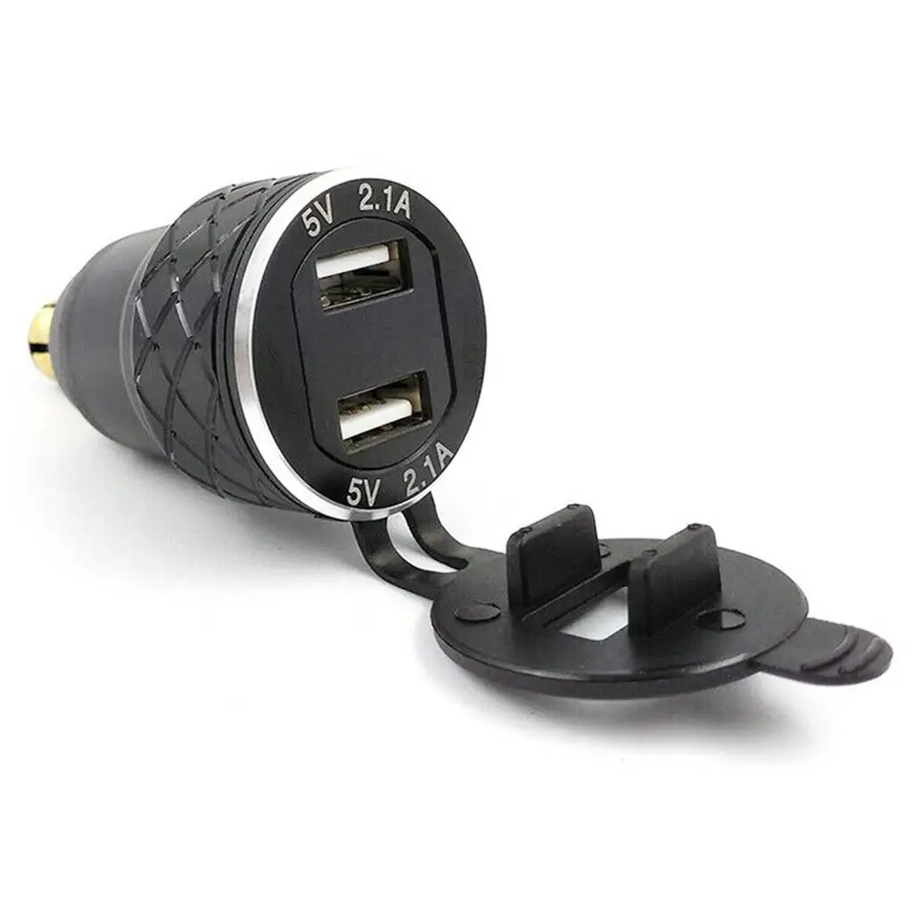 Фото USB-зарядное устройство DIN для мотоцикла, двойной порт, светодиодный цифровой экран, высокая мощность, черный алюминий, для мотоциклов F800 F700 R1200 GS R1200RT №1