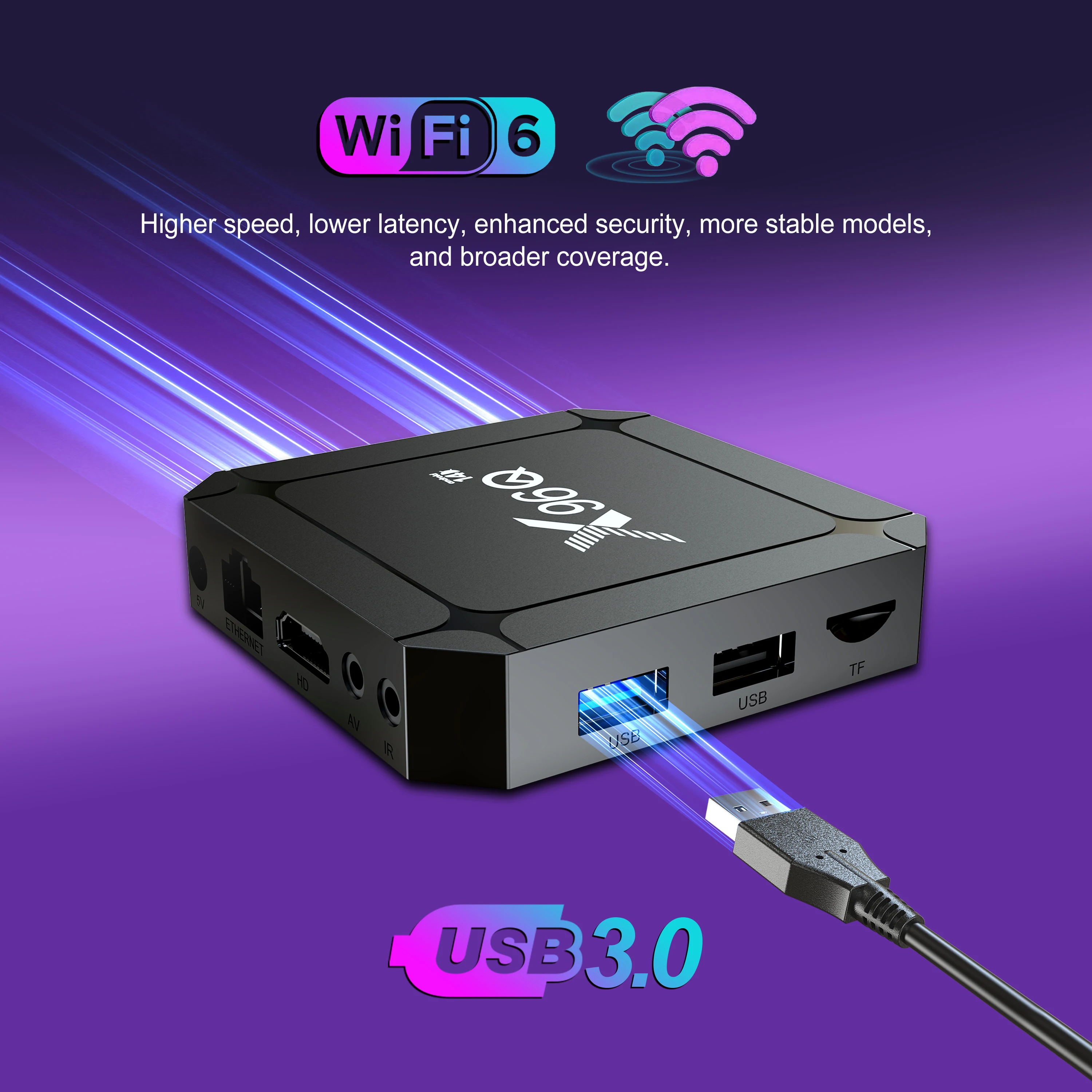 Фото X96Q Смарт ТВ-бокс на Android 14, Rockchip RK3518, поддержка 4K, WIFI6, медиаплеер для потокового вещания, Android TV-бокс, 2 ГБ/16 ГБ №4