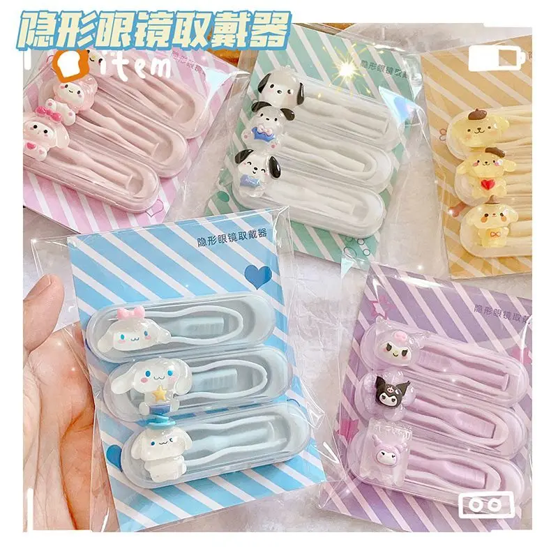 

3pcs Sanrio Kuromi Mymelody Purin Pochacco Cinnamoroll Cute Contact Lens Remover Clip Small Tweezers Beauty Pupil Wearing Tools