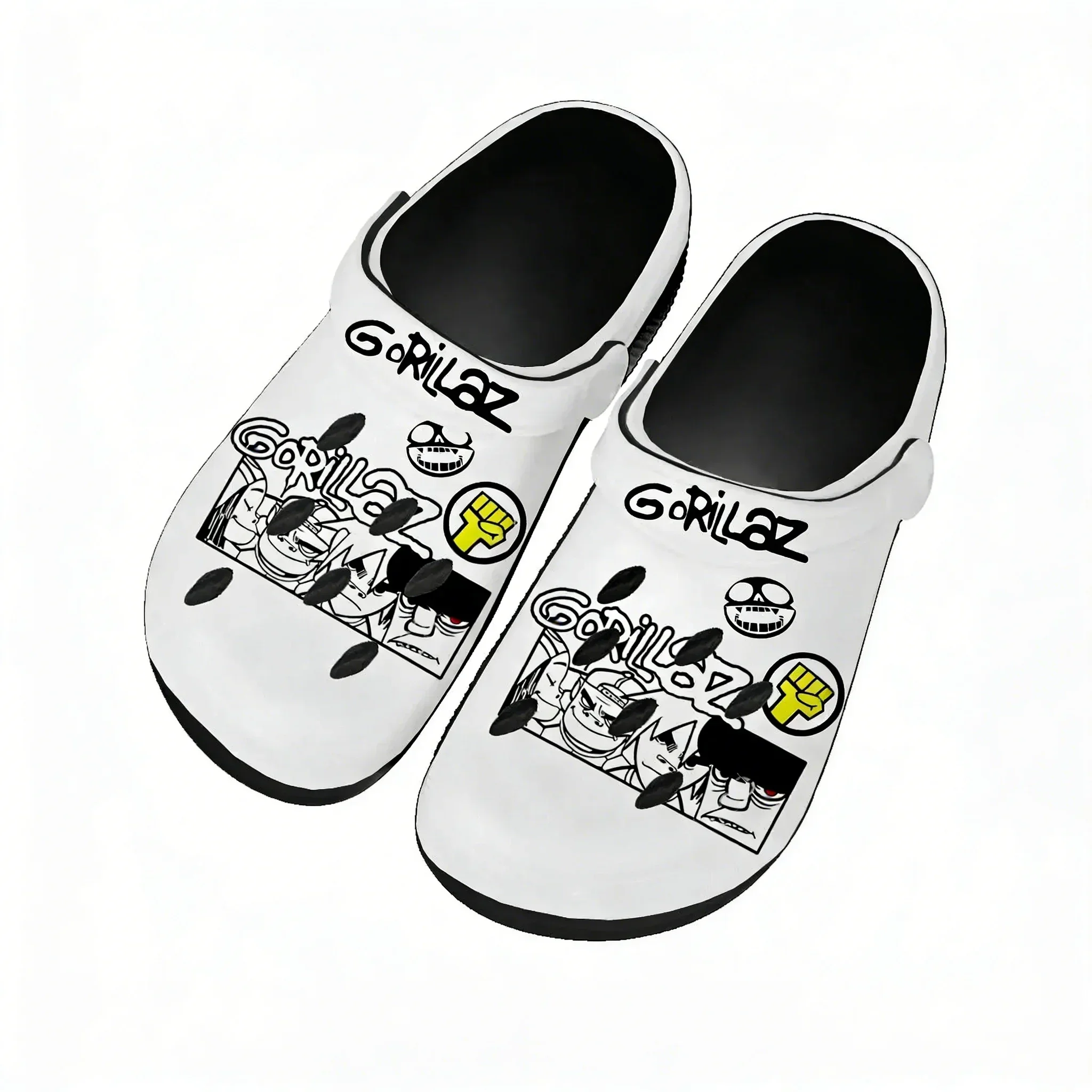 Фото Сандалии G-Gorillazs Home Custom для женщин и подростков, модные, для воды, с принтом рок-группы, дышащие, удобные, пляжные, с отверстиями, тапочки №3