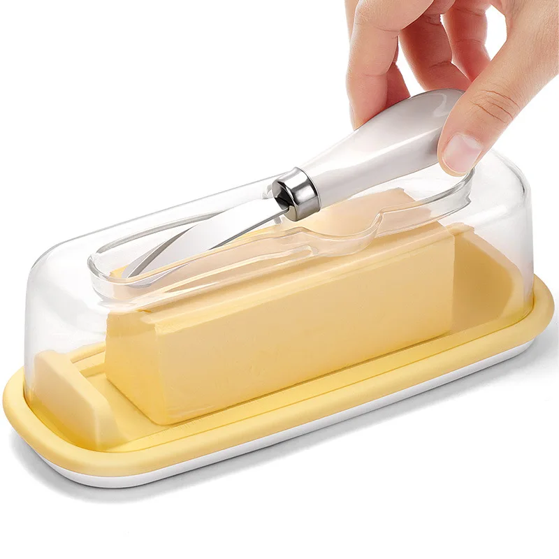 

Butter Dish with Lid Knife Cheese Plate Countertop Fridge Kitchen Tableware Fresh Keeper Storage Holds 1 Stick Dishwasher Safe