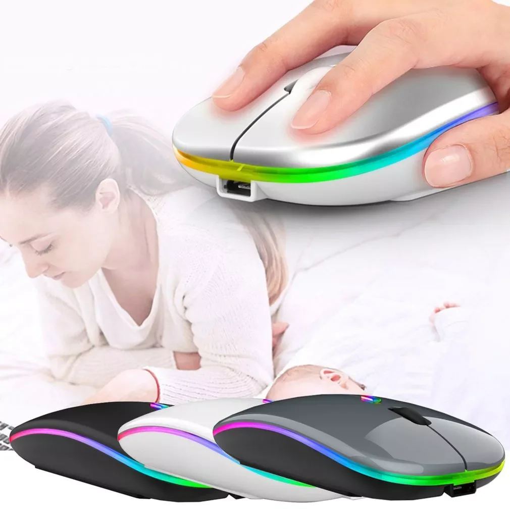 

Cordless Mouse Wireless 5.0 Mouse USB Rechargeable RGB Mouse 2.4GHz 1600DPI Gaming Mouse For Laptop Computer PC