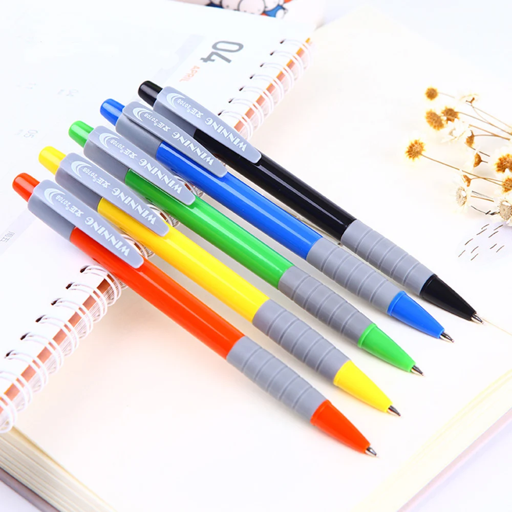 

5 Pcs 0.7mm Blue Refill BallPen Plastic Ballpoint Pen Pressed White Rod Ball point Pen Business Writing Office School Stationery