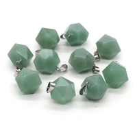 natural stone green aventurine polygon pendant for jewelry makingdiy necklace earring accessories charm gift party decor 20x20mm