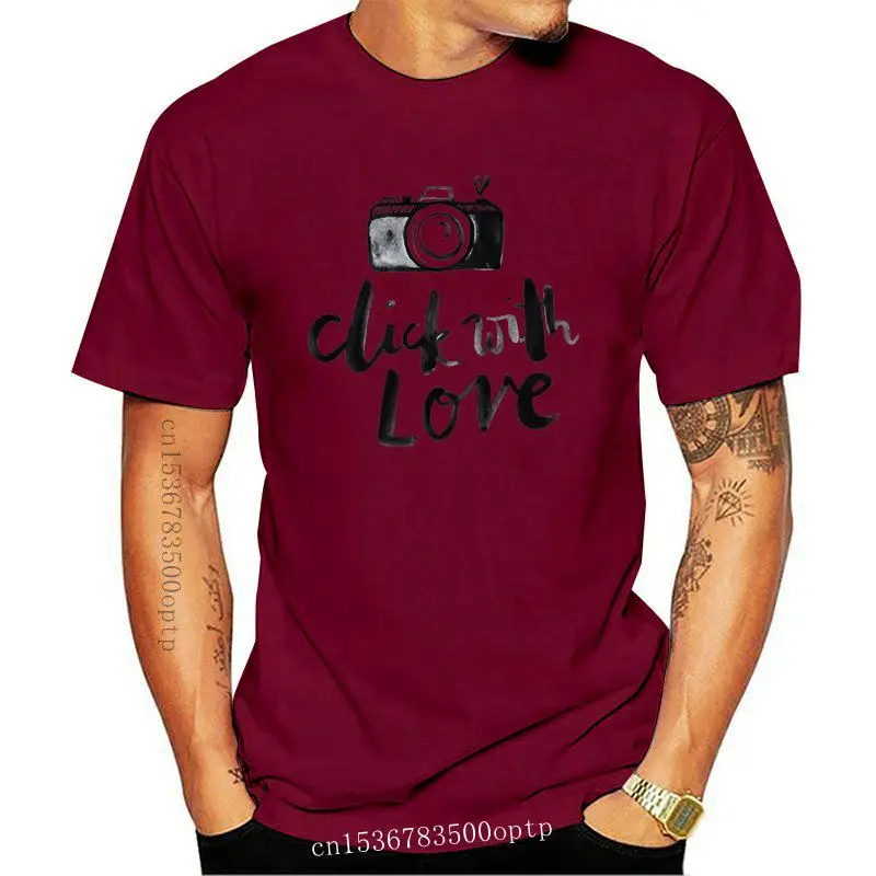 

Camiseta ajustada Unisex para hombre y mujer, camisa con diseño de cámara de fotografía, clic con amor, regalo