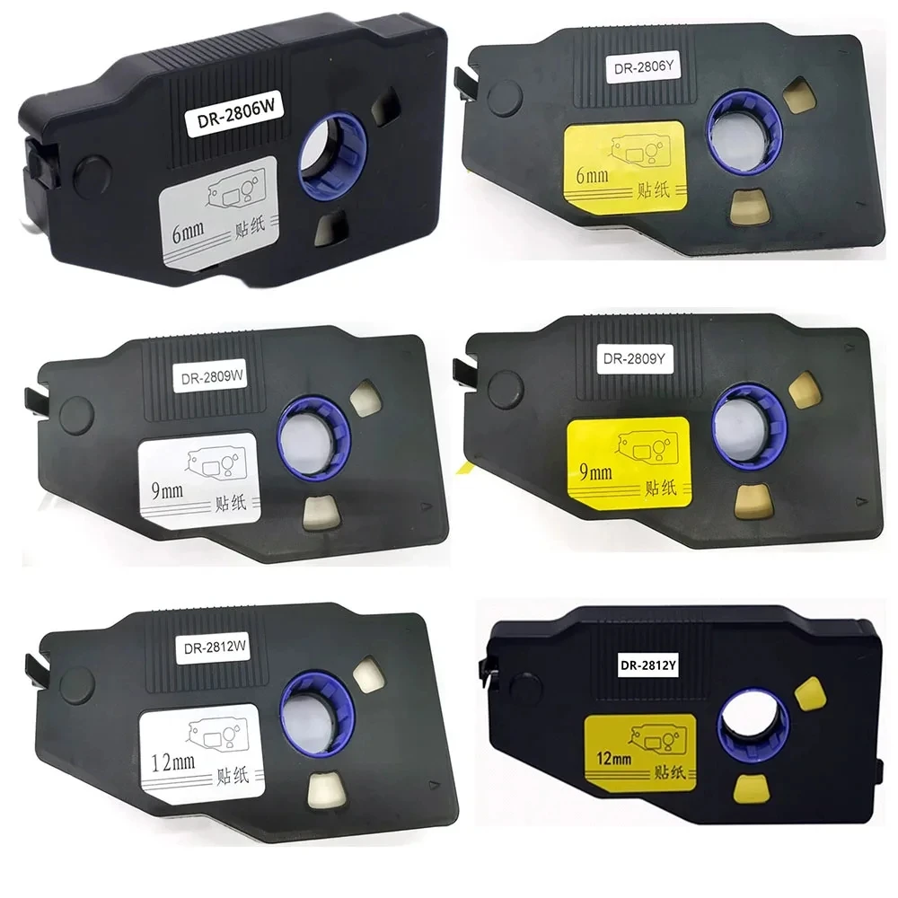 Кассетная лента этикетка 6 9 12 мм x 15 м белая желтая чернильный картридж для