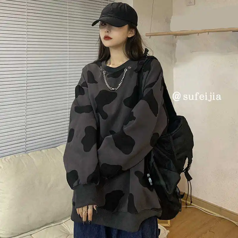 

Graphic New in Sweatshirts Women Loose Autumn Winter Polerones Kawaii Clothes Big Size Women's Clothing Fashion 2023 Pullover