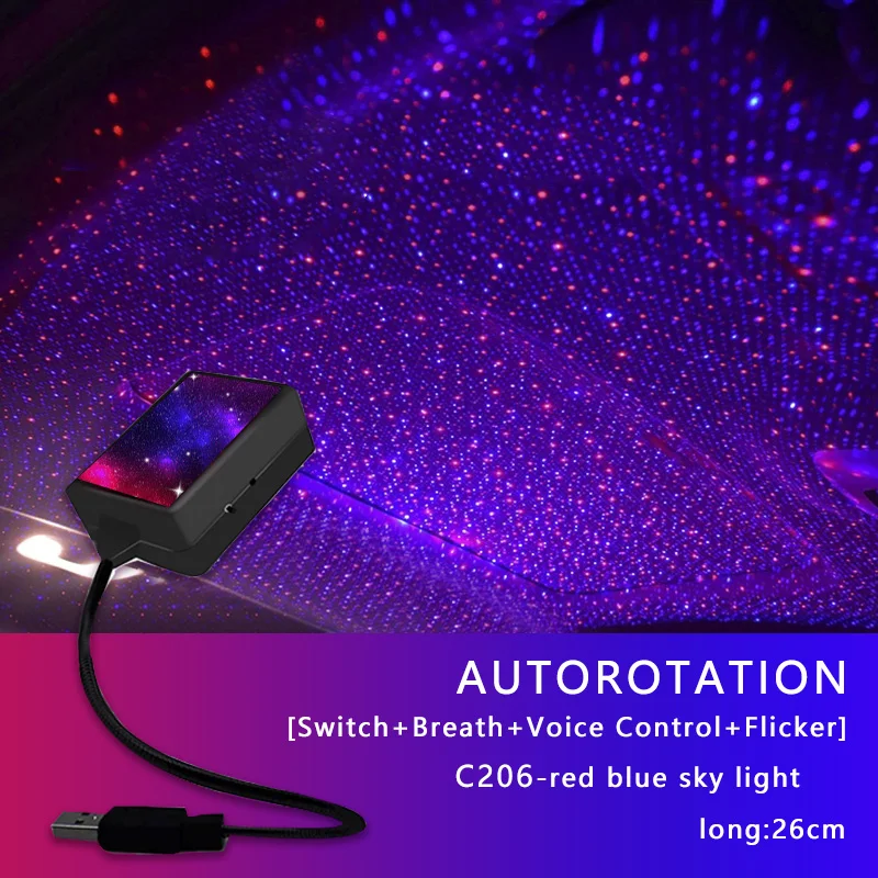 Galaxy Lights Car Roof Star Light Interior LED Starry Laser Atmosphere Ambient Projector USB Auto Decoration Night Home Decor